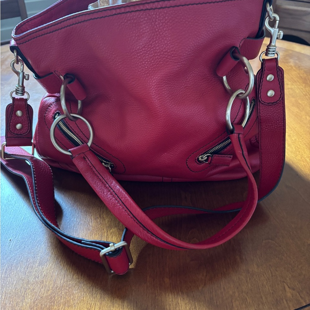 Lancel red hobo bag